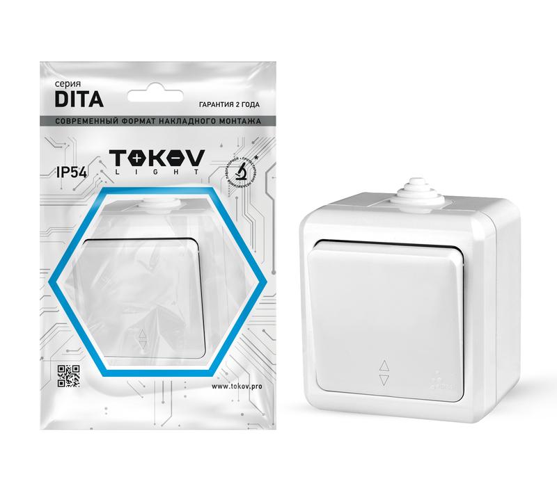 переключатель 1-кл. оп dita ip54 10а 250в бел. tokov electric tkl-dt-p1-c01-ip54 от BTSprom.by