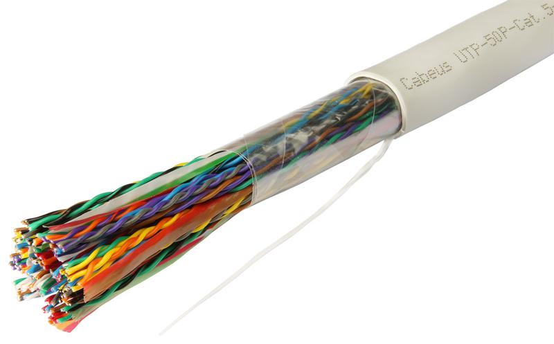 кабель витая пара utp (u/utp) кат.5 50 пар 24 awg ож solid lszh нг(а)-hf utp-50p-cat.5-in-lszh cabeus 10168c от BTSprom.by