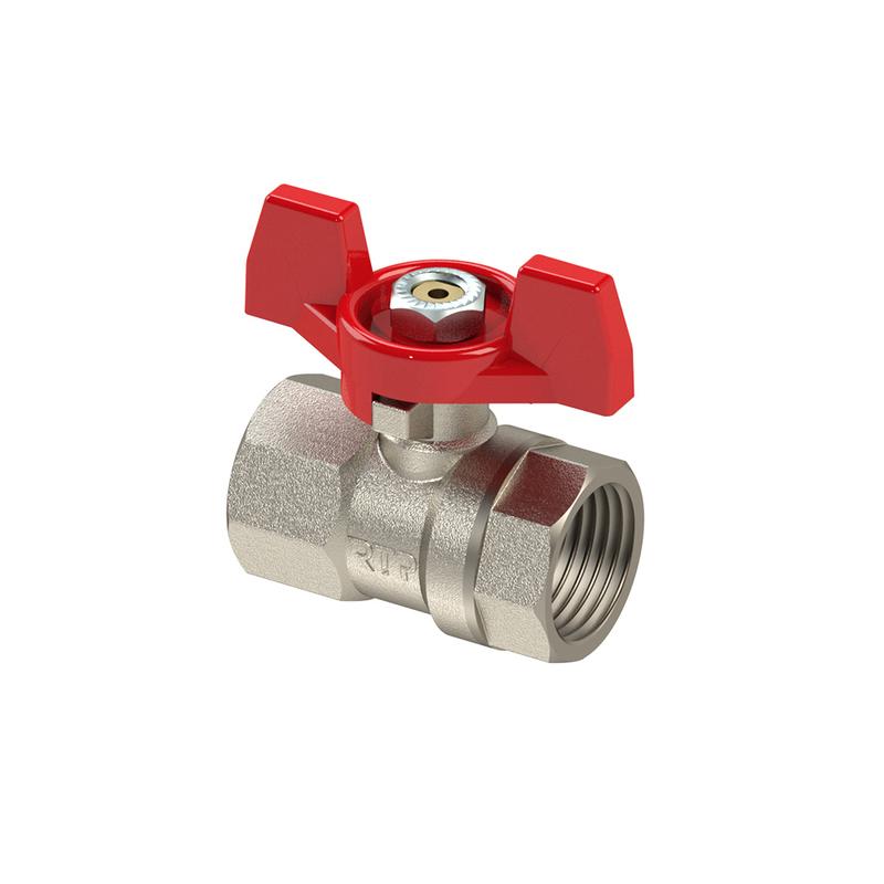 кран шаровой ручка бабочка латунь внутр./внутр. резьба 1 1/4дюйм pn25 никель rtp 34647 от BTSprom.by