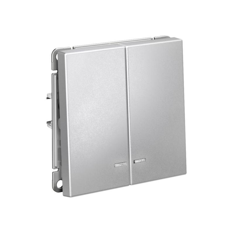  Выключатель 2-кл. ArtGallery (сх. 5а) 10AX с подсветкой механизм алюм. SE GAL000353 фото в каталоге от BTSprom.by