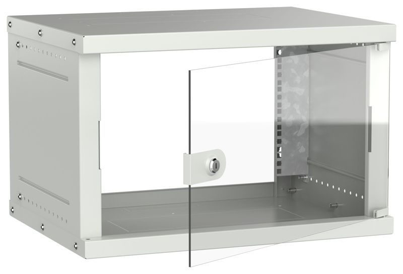 шкаф настенный 6u 600х450мм дверь стеклян. сер. generica lwe3-06u64-gf-g от BTSprom.by