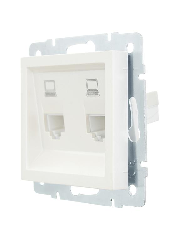  Розетка компьютерная 2-м СП Vesna механизм жемчуж./бел. перламутр LEZARD 742-3088-141 фото в каталоге от BTSprom.by