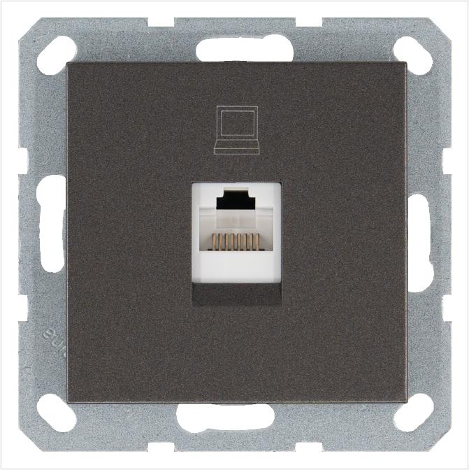 розетка компьютерная 1-м rj45 ip20 кат. 5e механизм мокко jasmart g6105z от BTSprom.by