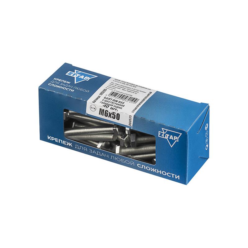  Болт с шестигранной головкой М6х50 DIN 933 оцинк. (уп.40шт) Tech-Krep/Zitar 105205 фото в каталоге от BTSprom.by