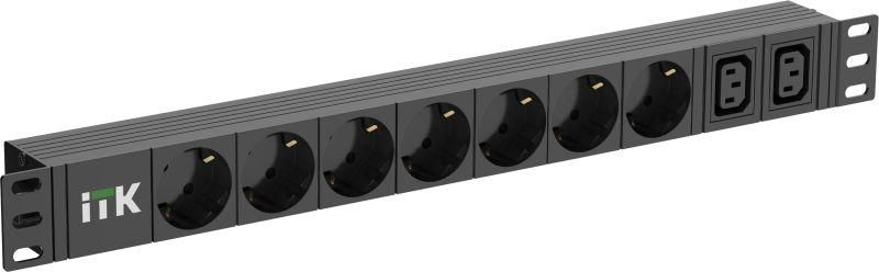 блок розеток 7-м pdu немец. станд. + 2 с13 1u шнур 2м c14 itk ph22-7d2c132-p от BTSprom.by