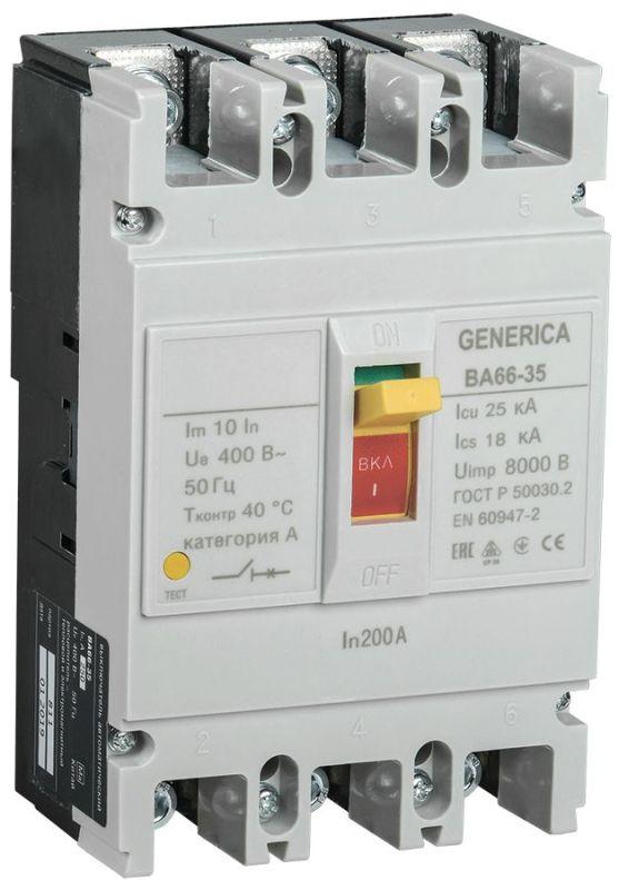 выключатель автоматический 3п 200а 25ка ва66-35 generica sav30-3-0200-g от BTSprom.by