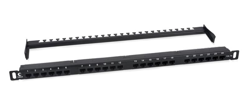патч-панель 19дюйм 0.5u 24 порта rj45 кат.5e dual idc plhd-24-cat.5e-dual-180-0.5u 180град. высокой плотн. с задн. кабельн. организатором cabeus 9663c от BTSprom.by