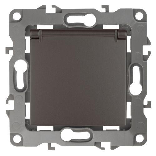 розетка 1-м сп эра12 12-2103-13 16а ip20 16ax 250в 2p+e schuko защ. шторки с крышкой механизм бронз. эра б0019328 от BTSprom.by