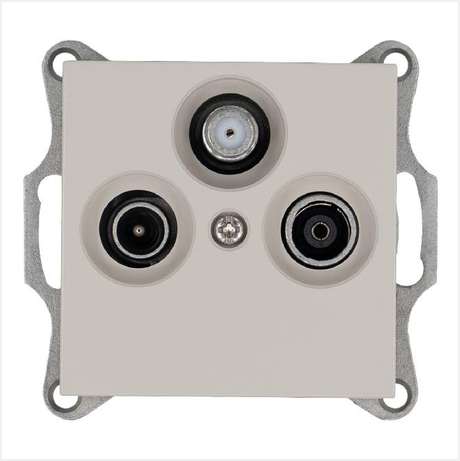 розетка телевизионная оконечная tv + fm + sat 3-м ф9.5мм механизм тауп jasmart g6206t от BTSprom.by
