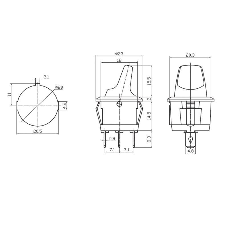  Выключатель клавишный круглый 250В 6А (3с) ON-OFF син. Rexant 36-2601 фото в каталоге от BTSprom.by