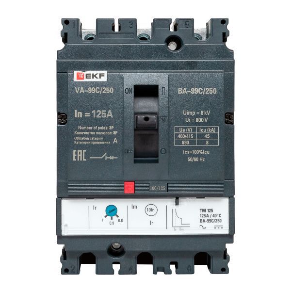  Выключатель автоматический 3п 250/125А 45кА ВА-99C Compact NS PROxima EKF mccb99C-250-125 фото в каталоге от BTSprom.by