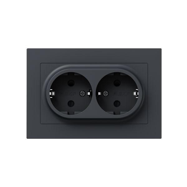 розетка 2-м сп эпика 16а с заземл. защ. шторки с рамкой механизм графит ekf up1-sog-211 от BTSprom.by