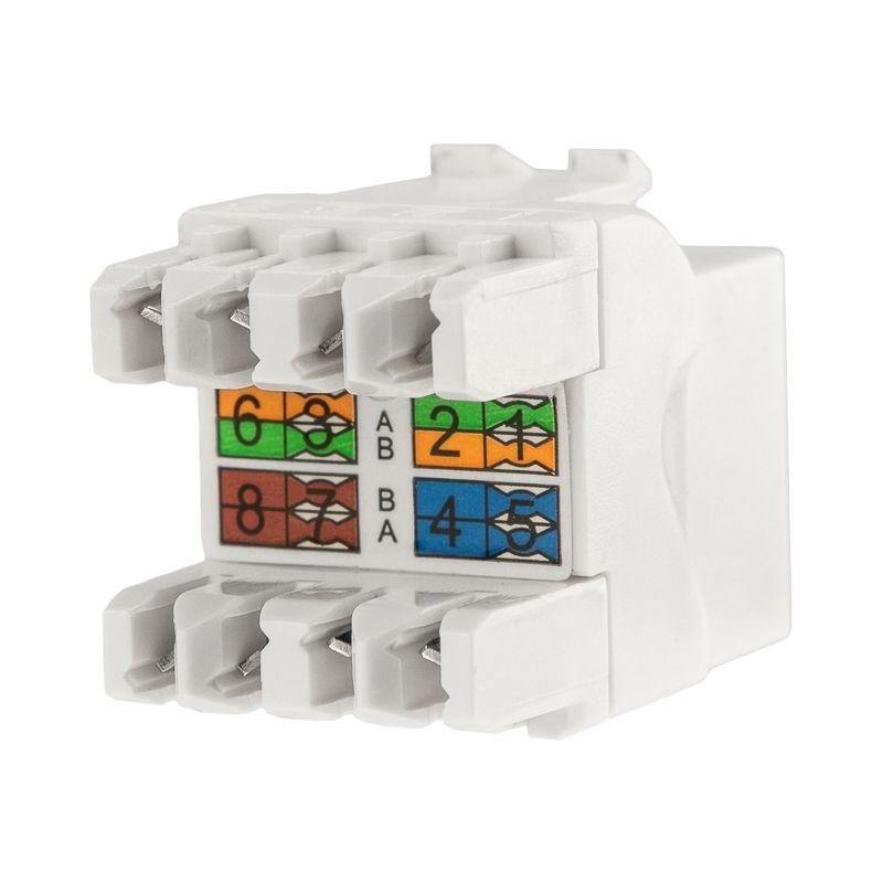  Модуль Keystone Jack RJ-45(8P8C) UTP неэкранир. кат.5e тип 180град. с пылезащитной шторкой бел. PRO Rexant 02-0060-1 фото в каталоге от BTSprom.by