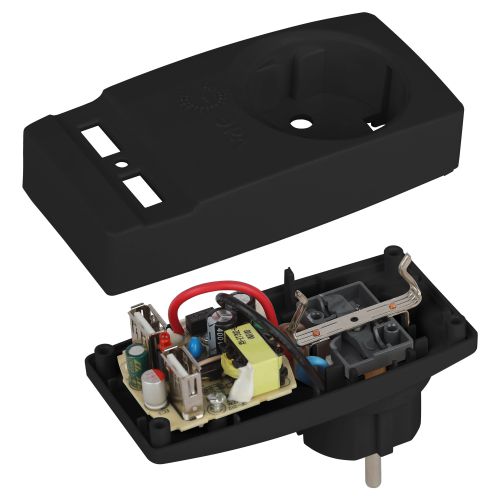  Адаптер 1-м с заземл. Polynom SP-1e-USB-B 220В 2хUSB 2100мА черн. Эра Б0026333 фото в каталоге от BTSprom.by