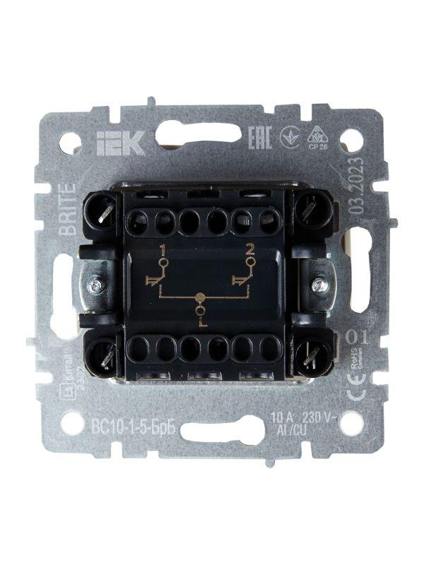  Выключатель жалюзи СП BRITE ВС10-1-5-БрБ 10А механизм бел. IEK BR-V15-0-10-K01 фото в каталоге от BTSprom.by