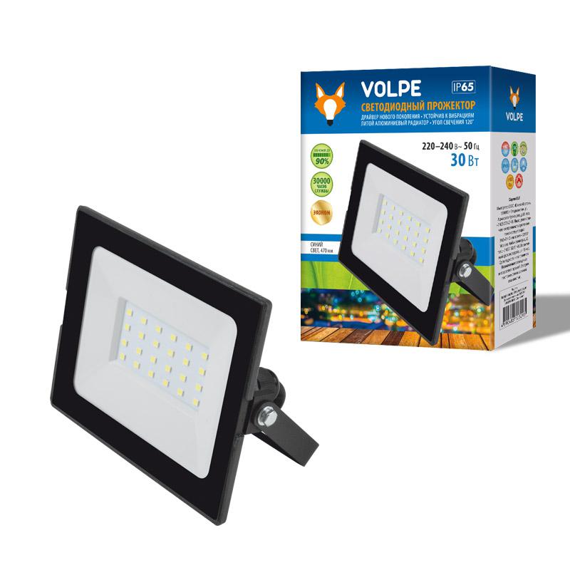 прожектор светодиодный ulf-q513 30w/blue ip65 220-240в black син. свет корпус черн. volpe ul-00005813 от BTSprom.by