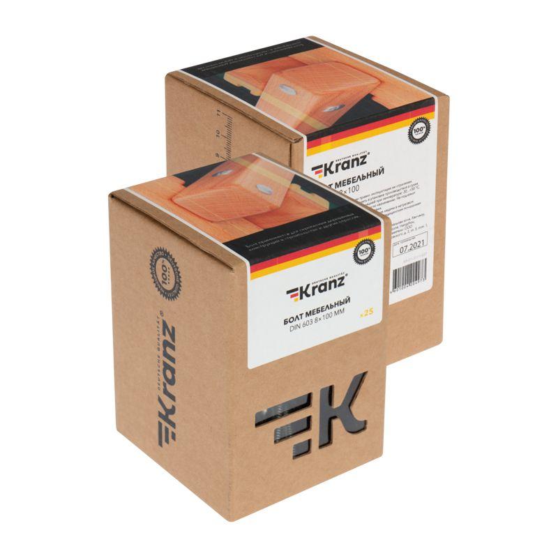  Болт мебельный 8х100 DIN 603 (уп.25шт) Kranz KR-01-3511-027 фото в каталоге от BTSprom.by