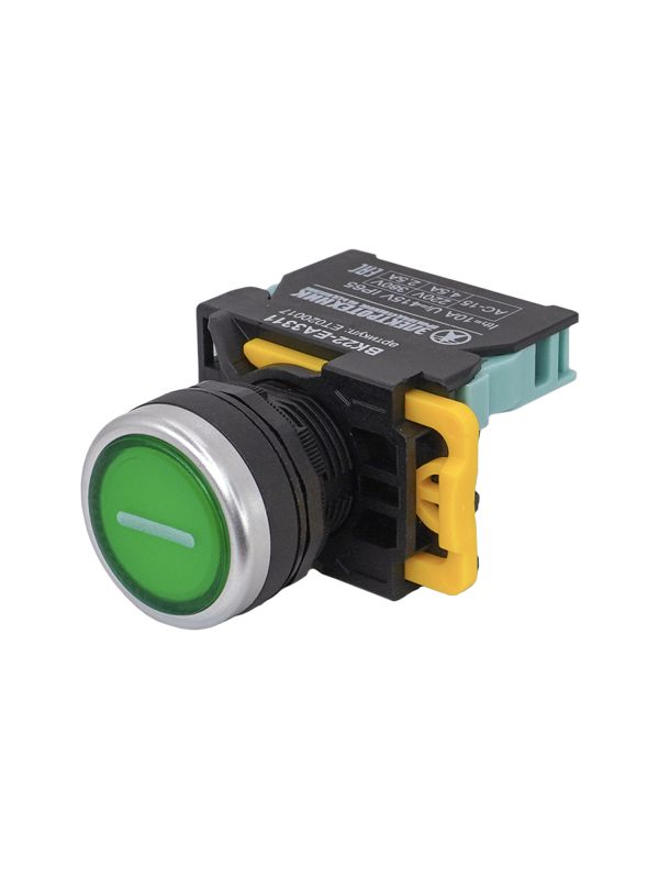 выключатель кнопочный вк22-eа3311 1но с символом "i" цилиндр d22мм ip65 зел. электротехник et020017 от BTSprom.by