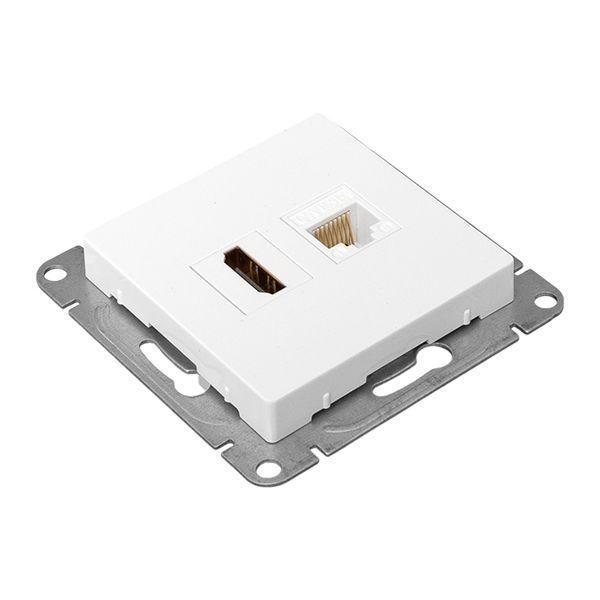  Розетка СП Эпика HDMI + RJ45 кат.5 механизм бел. EKF UP1-SOW-HDMI+RJ45 фото в каталоге от BTSprom.by
