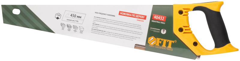  Ножовка по дереву средний каленый зуб 7 ТPI 2D заточка пластиковая прорезиненная ручка 450мм FIT 40432 фото в каталоге от BTSprom.by