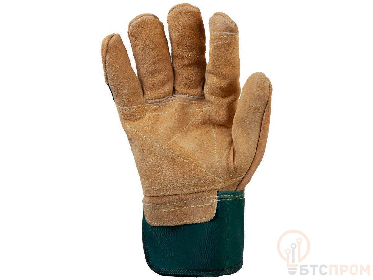  Перчатки спилковые комбинированные, 10/XL, коричневый/зелёный, Jeta Safety (кожа супер премиум класса A+) фото в каталоге от BTSprom.by