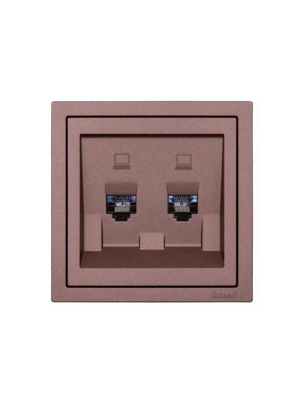  Розетка 2-мест. компьютерная СП ZIMA IP20 шоколад LEZARD 704-7388-141 фото в каталоге от BTSprom.by