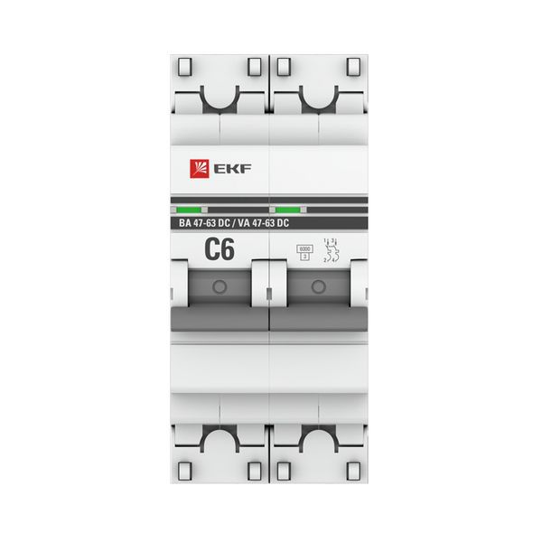  Выключатель автоматический модульный 2п C 6А 6кА ВА 47-63 DC PROxima EKF mcb4763-DC-2-06C-pro фото в каталоге от BTSprom.by