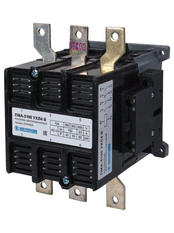 пускатель электромагнитный пма-5100 ухл4 в 100а 110в 2но+2нз ip00 нереверсивный без реле электротехник et014635 от BTSprom.by