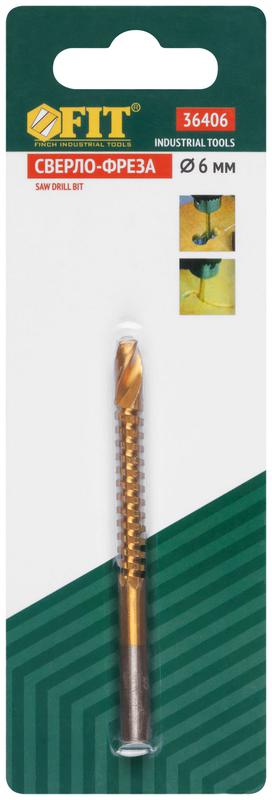  Сверло-фреза универсальное 6мм титановое покрытие FIT 36406 фото в каталоге от BTSprom.by
