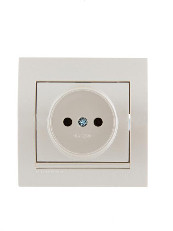 розетка 1-м сп deriy 16а ip20 без заземл. керамика жемчуж./бел. метал. lezard 702-3030-121 от BTSprom.by