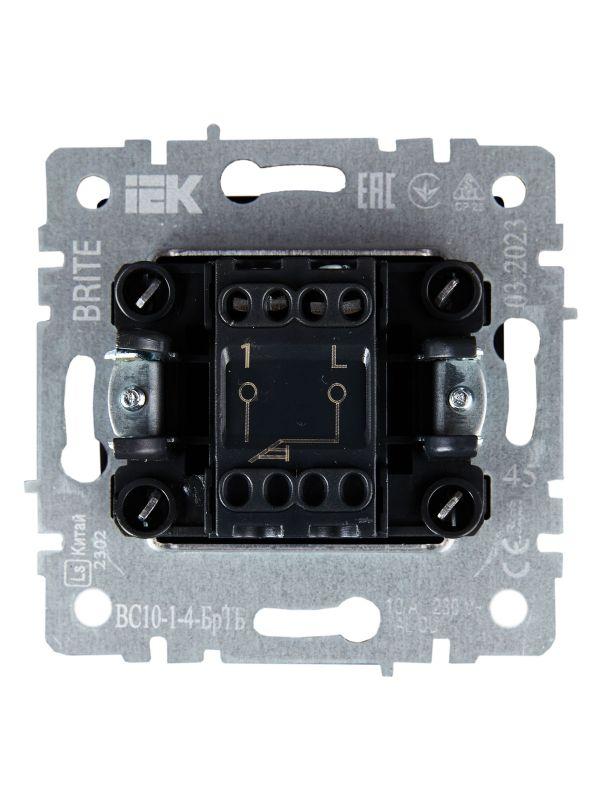  Выключатель 1-кл. СП BRITE ВС10-1-4-БрТБ 10А самовозвратн. механизм бронза IEK BR-V14-0-10-K45 фото в каталоге от BTSprom.by