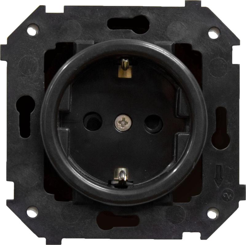 розетка сп ретро 16а ip20 с заземл. мезанизм черн. bironi b3-101-23 от BTSprom.by