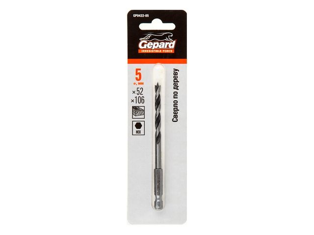 сверло по дереву  5х52х106 шестигр. gepard gp0422-05 от BTSprom.by