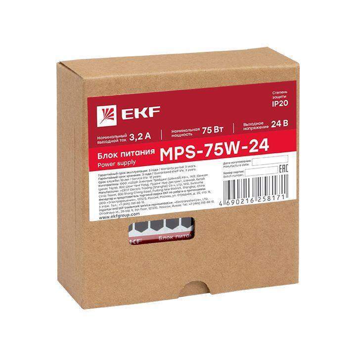  Блок питания 24В MPS-75W-24 PROxima EKF mps-75w-24 фото в каталоге от BTSprom.by
