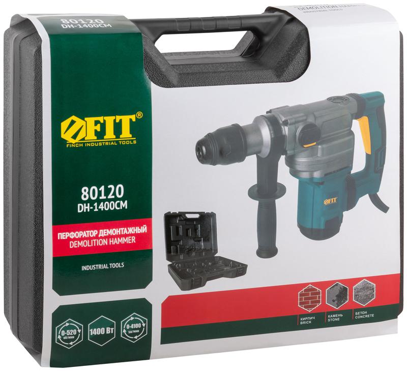  Перфоратор демонтажный 1400Вт 0-520об/мин 0-4100уд/мин 9Дж 2 режима SDS-MAX FIT 80120 фото в каталоге от BTSprom.by