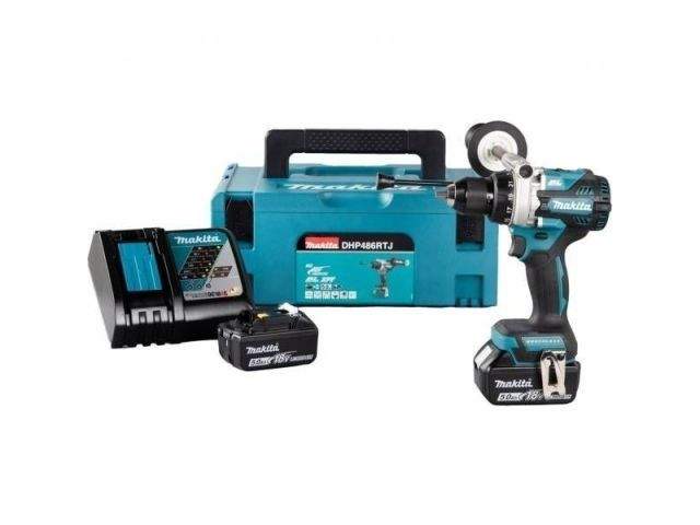 аккум. ударная дрель-шуруповерт makita lxt dhp 486 rtj в кейсе (18.0 в, 2 акк., 5.0 а/ч li-ion, 2 скор., 125 нм, шурупы до 76 мм, сверление в металле от BTSprom.by