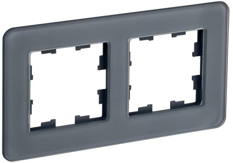 рамка 2-м brite ру-2-2-бр стекло графит re iek br-m22-g-41-k53 от BTSprom.by