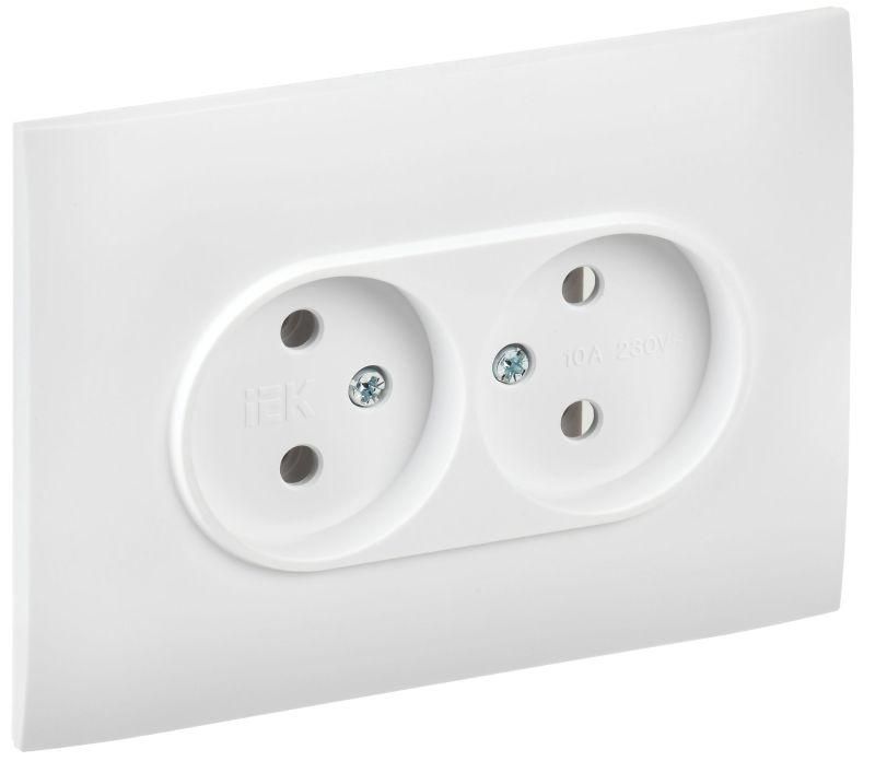 розетка 2-м skandy 10а без заземл. без защ. шторок в сборе sk-r10w арктич. бел. iek sk-r20-10-k01-f от BTSprom.by