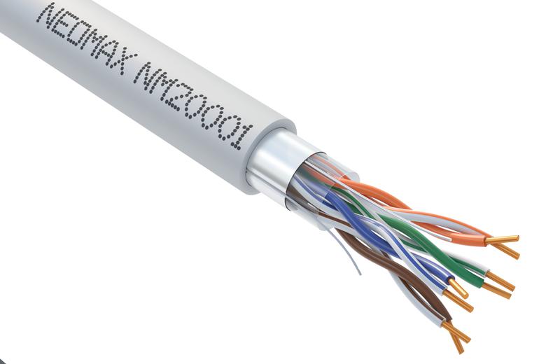 кабель витая пара f/utp кат.5e 4х2х24awg (0.52мм) solid cu pvc сер. (nm20001) (уп.305м) neomax 109687 от BTSprom.by