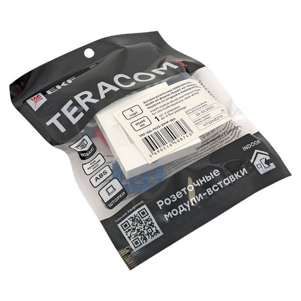  Вставка розеточная 45х45мм формат Mosaic на 1 модуль Keystone защ. шторки с маркером бел. TERACOM PRO EKF TRP-INS-MOS-2M1P-WH фото в каталоге от BTSprom.by