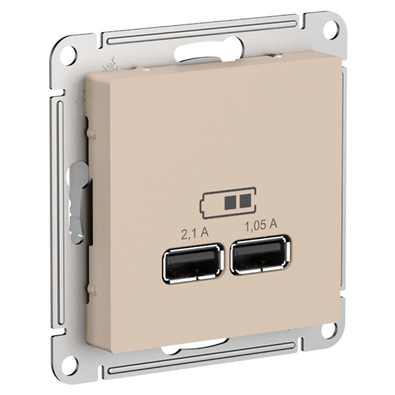 розетка usb atlasdesign тип a+a 5в/2.1а 2х5в/1.05а механизм песочн. se atn001233 от BTSprom.by
