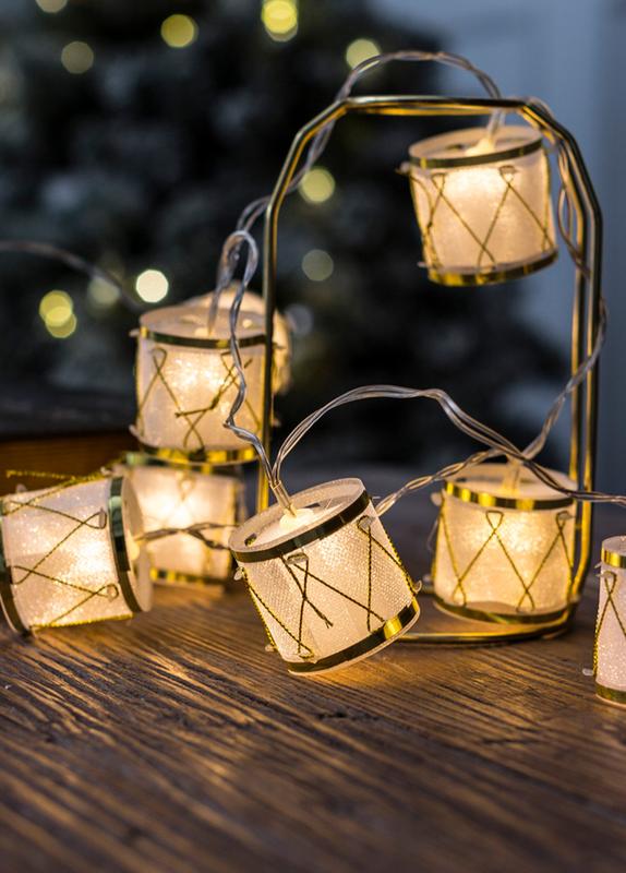 гирлянда светодиодная "барабаны" pvc 5х4см 10led тепл. бел. 1.8+0.3м космос koc_gir-b117 от BTSprom.by