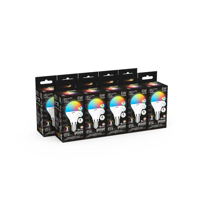 Лампа светодиодная Black 6Вт шар RGBW E14 диммир. GAUSS 105101406 фото в каталоге от BTSprom.by