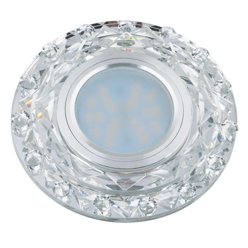светильник декоративный luciole dls-l130 gu5.3 chrome/clear gu5.3 встраив. доп. светодиод. подсветка 3вт без лампы основание метал. хром отделка стекло бел. fametto ul-00002711 от BTSprom.by