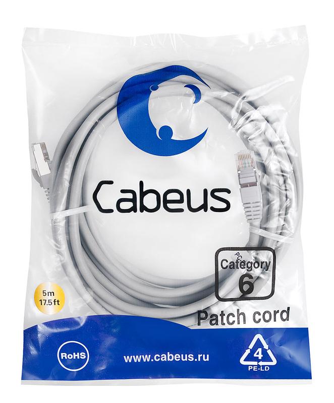 патч-корд f/utp кат.6 pc-ftp-rj45-cat.6-5m-lszh 2xrj45/8p8c экранир. lszh 5м сер. cabeus 7912c от BTSprom.by