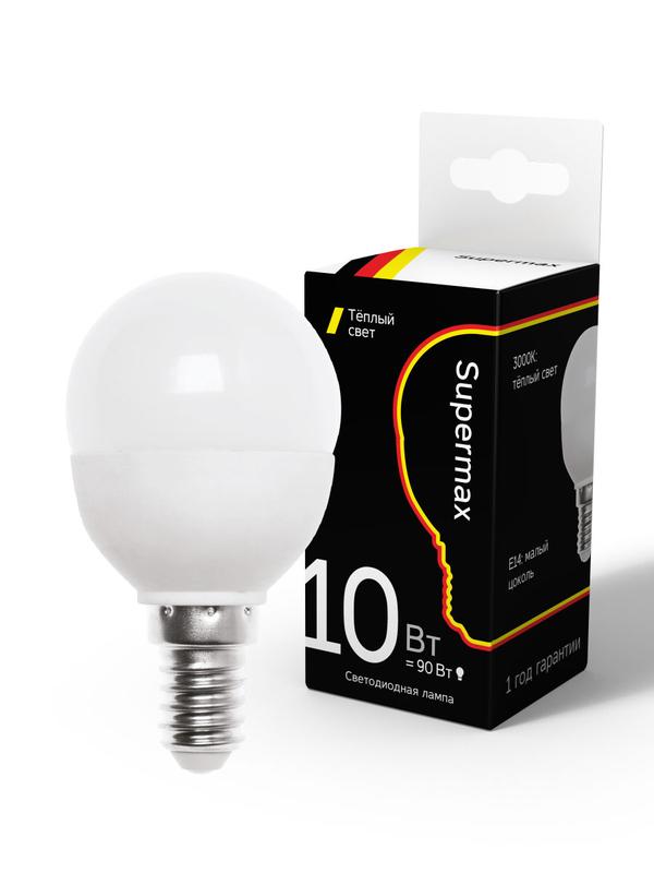 лампа светодиодная supermax 10вт шар 45мм e14 230в 3000к космос sup_led10wgl45e1430 от BTSprom.by