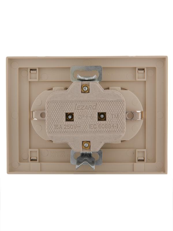  Розетка 2-м СП Rain с заземл. керамика крем. LEZARD 703-0303-127 фото в каталоге от BTSprom.by