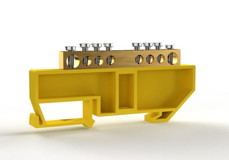 шина pe "земля" на din-изоляторе 6х9мм 8 отвер. латунь tokov electric tke-bcb-69-8-din/pe от BTSprom.by