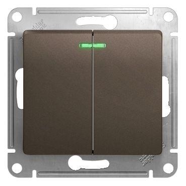 выключатель 2-кл. сп glossa 10а ip20 (сх. 5а) 10ax с подсветкой механизм шоколад. se gsl000853 от BTSprom.by