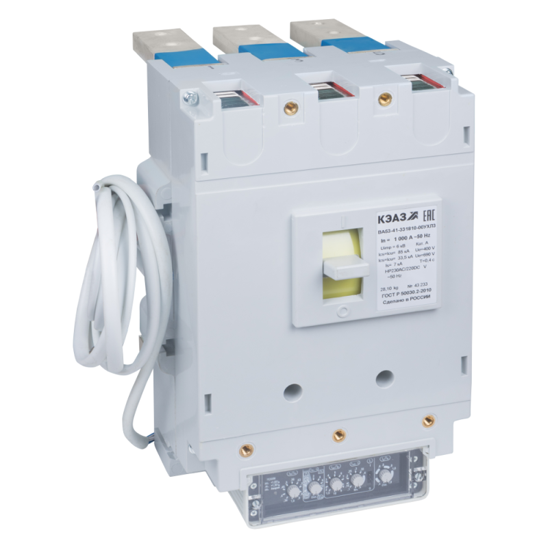 выключатель автоматический 3п 630а 135ка ва53-41-334710 ухл3 690в нр=230в ac/220в dc задн. присоед. кэаз 220477 от BTSprom.by
